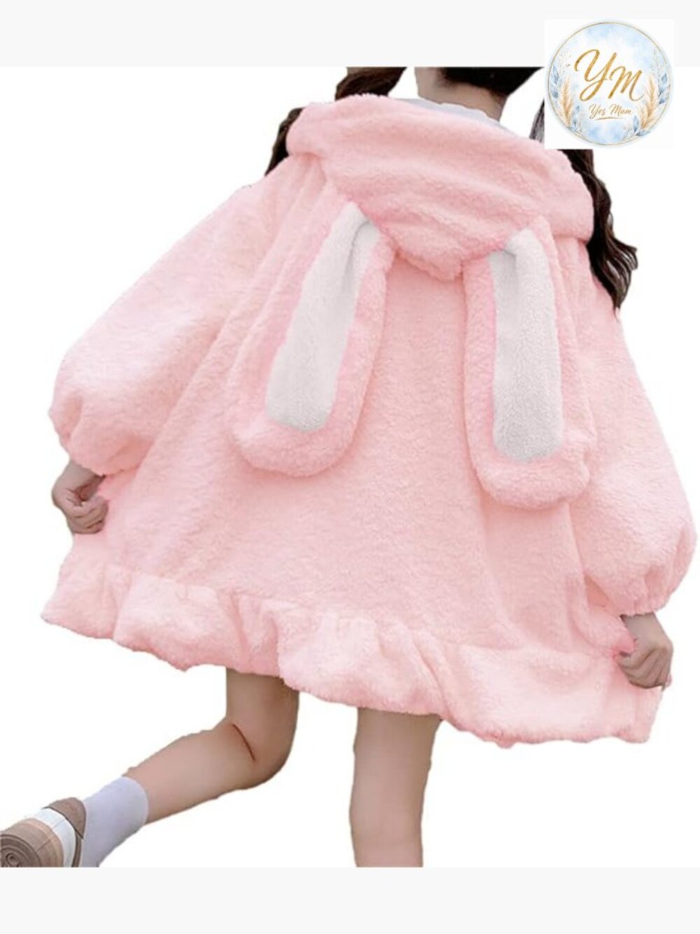 Kawaii Bunny Ear Hoodie Fluffy Fuzzy Sweatshirt Cosplay Jacket Oversized